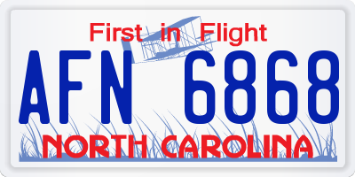 NC license plate AFN6868