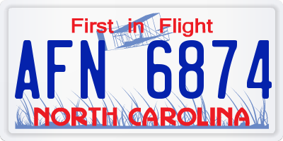 NC license plate AFN6874