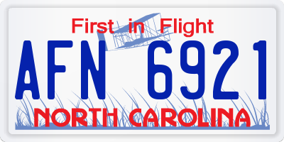 NC license plate AFN6921