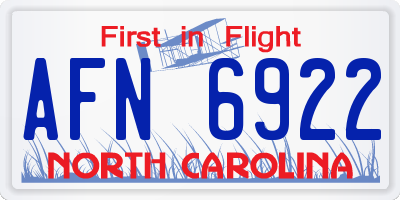 NC license plate AFN6922