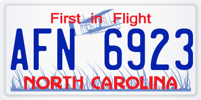 NC license plate AFN6923