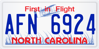 NC license plate AFN6924