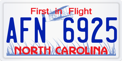 NC license plate AFN6925