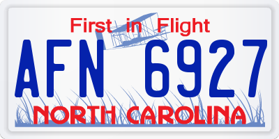 NC license plate AFN6927