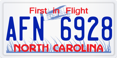 NC license plate AFN6928