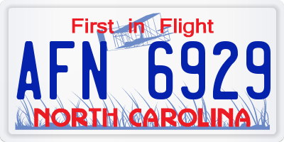 NC license plate AFN6929