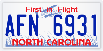 NC license plate AFN6931