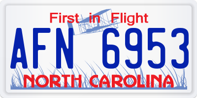 NC license plate AFN6953
