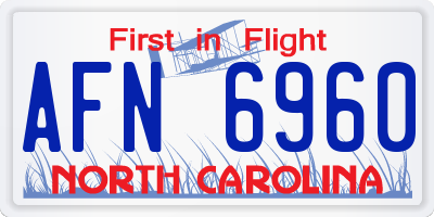 NC license plate AFN6960