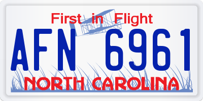 NC license plate AFN6961