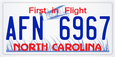 NC license plate AFN6967