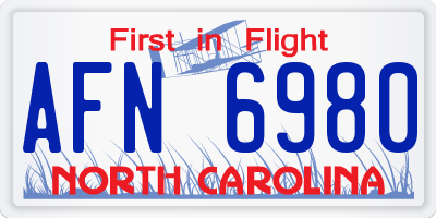 NC license plate AFN6980