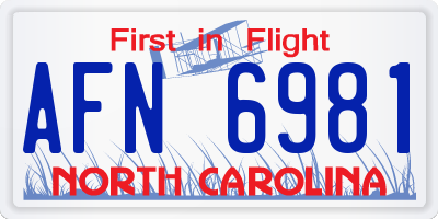 NC license plate AFN6981
