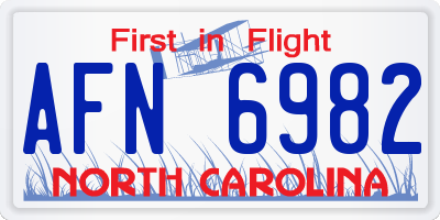 NC license plate AFN6982