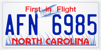 NC license plate AFN6985
