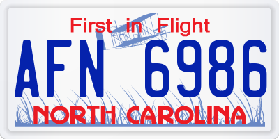 NC license plate AFN6986