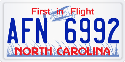 NC license plate AFN6992