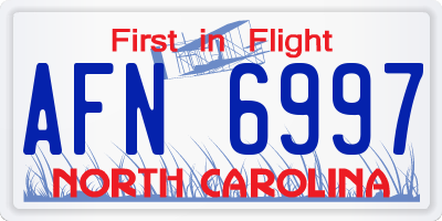 NC license plate AFN6997