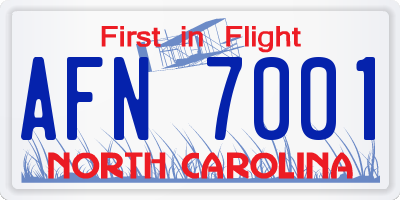 NC license plate AFN7001