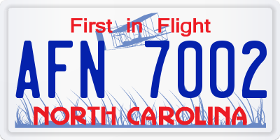 NC license plate AFN7002