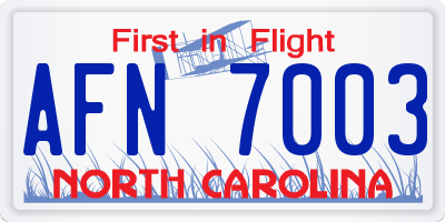 NC license plate AFN7003