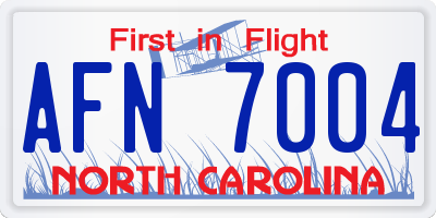 NC license plate AFN7004