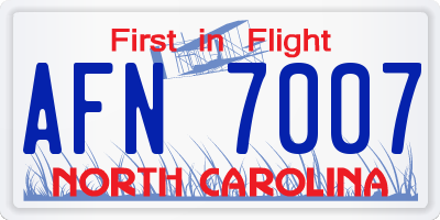 NC license plate AFN7007