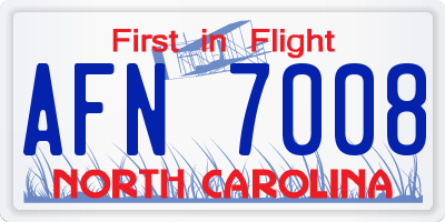 NC license plate AFN7008