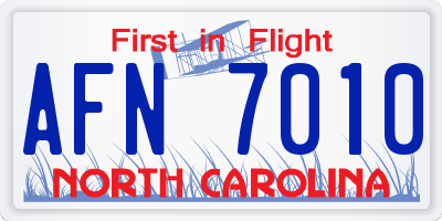 NC license plate AFN7010