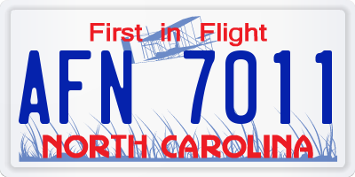 NC license plate AFN7011