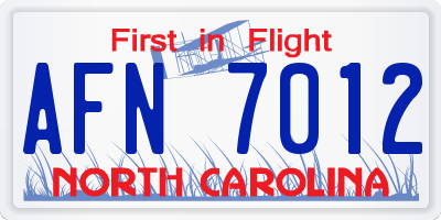 NC license plate AFN7012