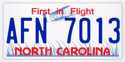 NC license plate AFN7013