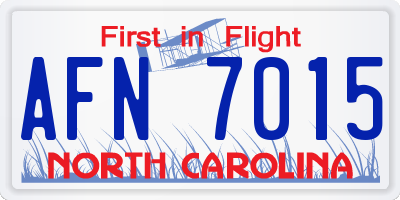 NC license plate AFN7015