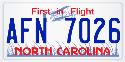 NC license plate AFN7026