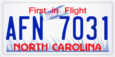 NC license plate AFN7031