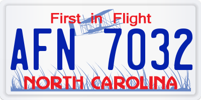 NC license plate AFN7032