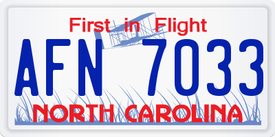 NC license plate AFN7033
