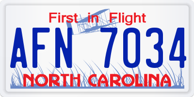 NC license plate AFN7034