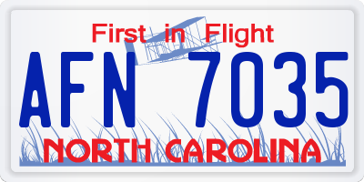 NC license plate AFN7035