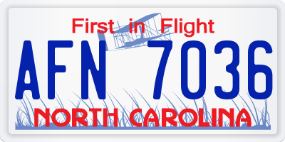 NC license plate AFN7036