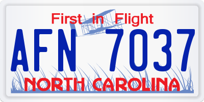 NC license plate AFN7037