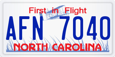 NC license plate AFN7040