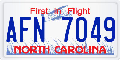 NC license plate AFN7049