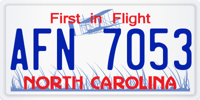 NC license plate AFN7053