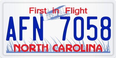 NC license plate AFN7058