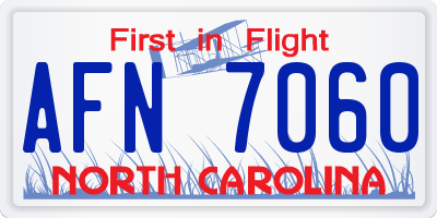 NC license plate AFN7060