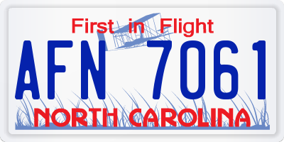 NC license plate AFN7061