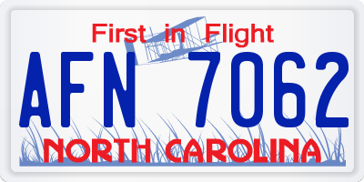 NC license plate AFN7062
