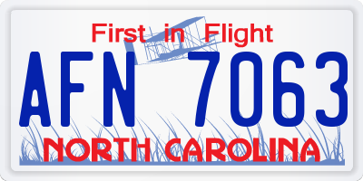 NC license plate AFN7063