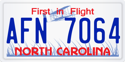 NC license plate AFN7064